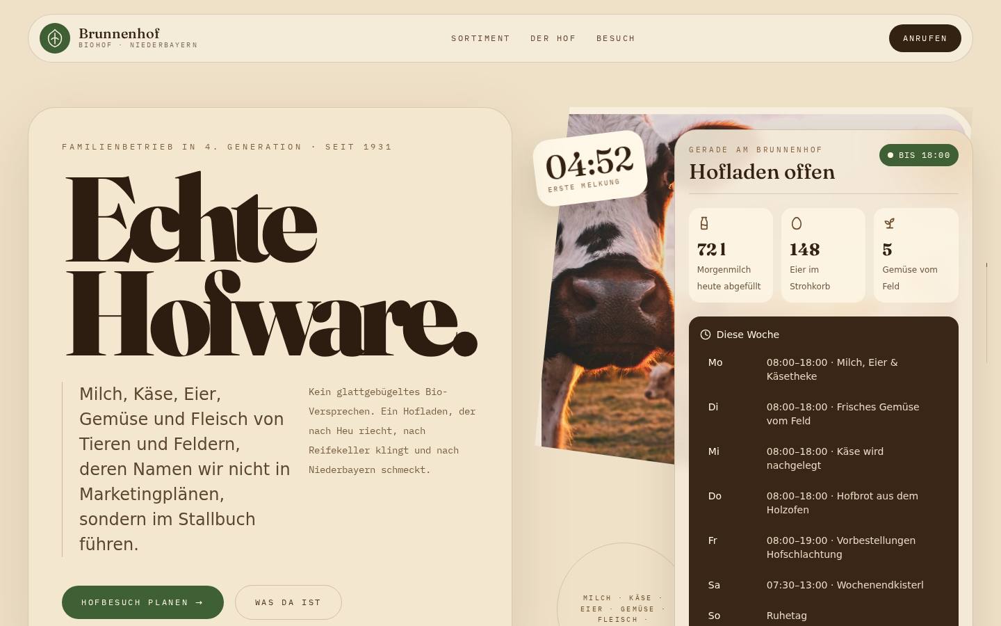 Screenshot of the Pongpress website hofladen